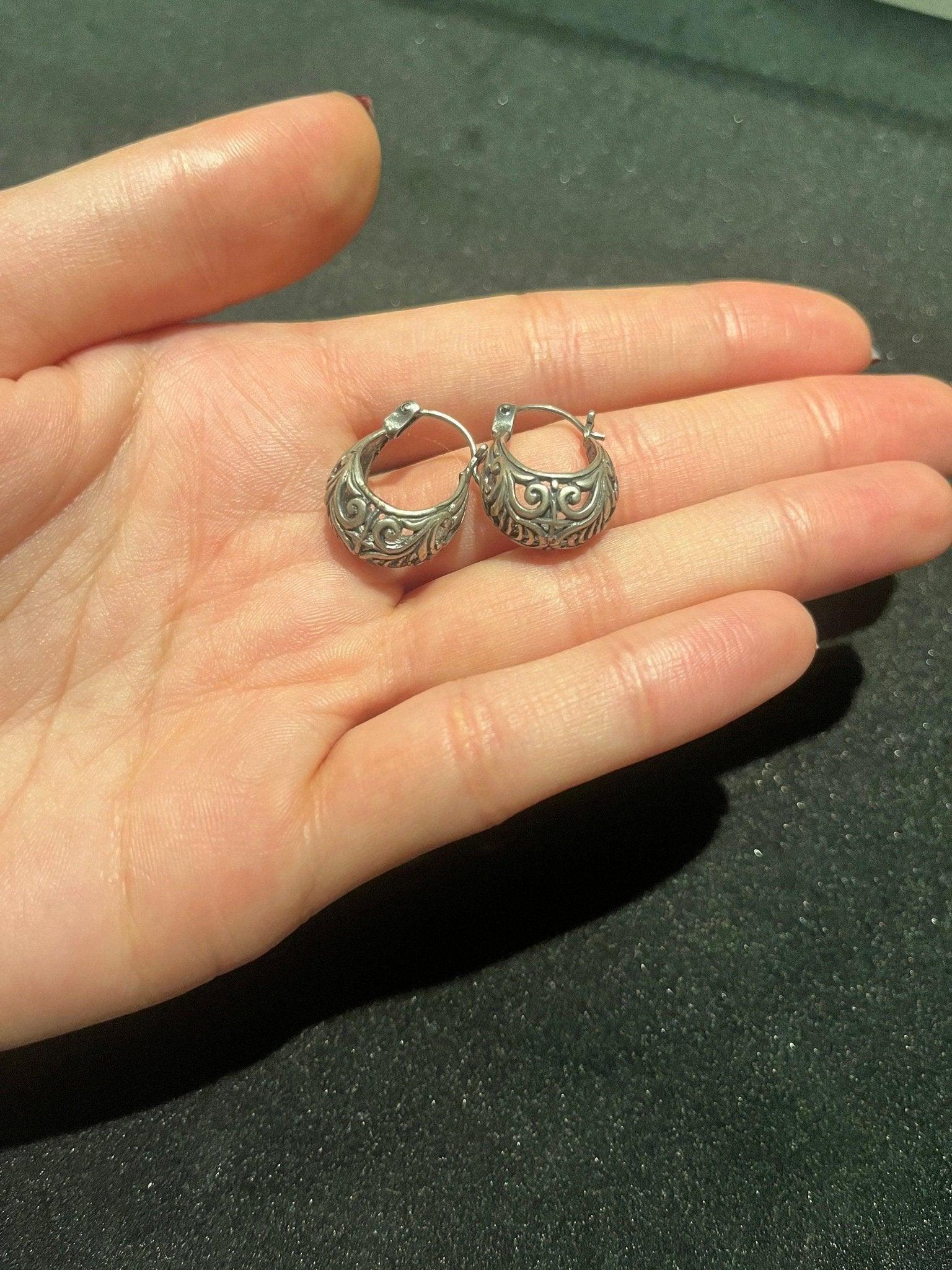 Filigree 925 Sterling Silver Earring | Filigree Traditional Design | Anatolian Handmade Filigree Earrings | Filigree Earrings | 925 Silver - Tracesilver