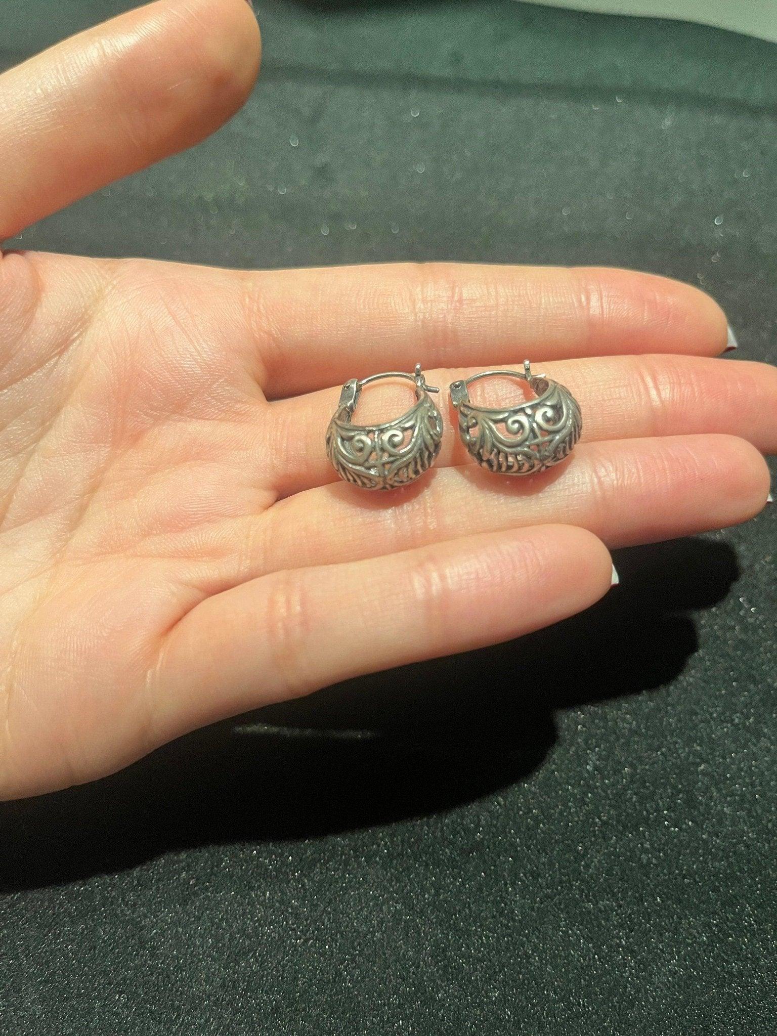 Filigree 925 Sterling Silver Earring | Filigree Traditional Design | Anatolian Handmade Filigree Earrings | Filigree Earrings | 925 Silver - Tracesilver
