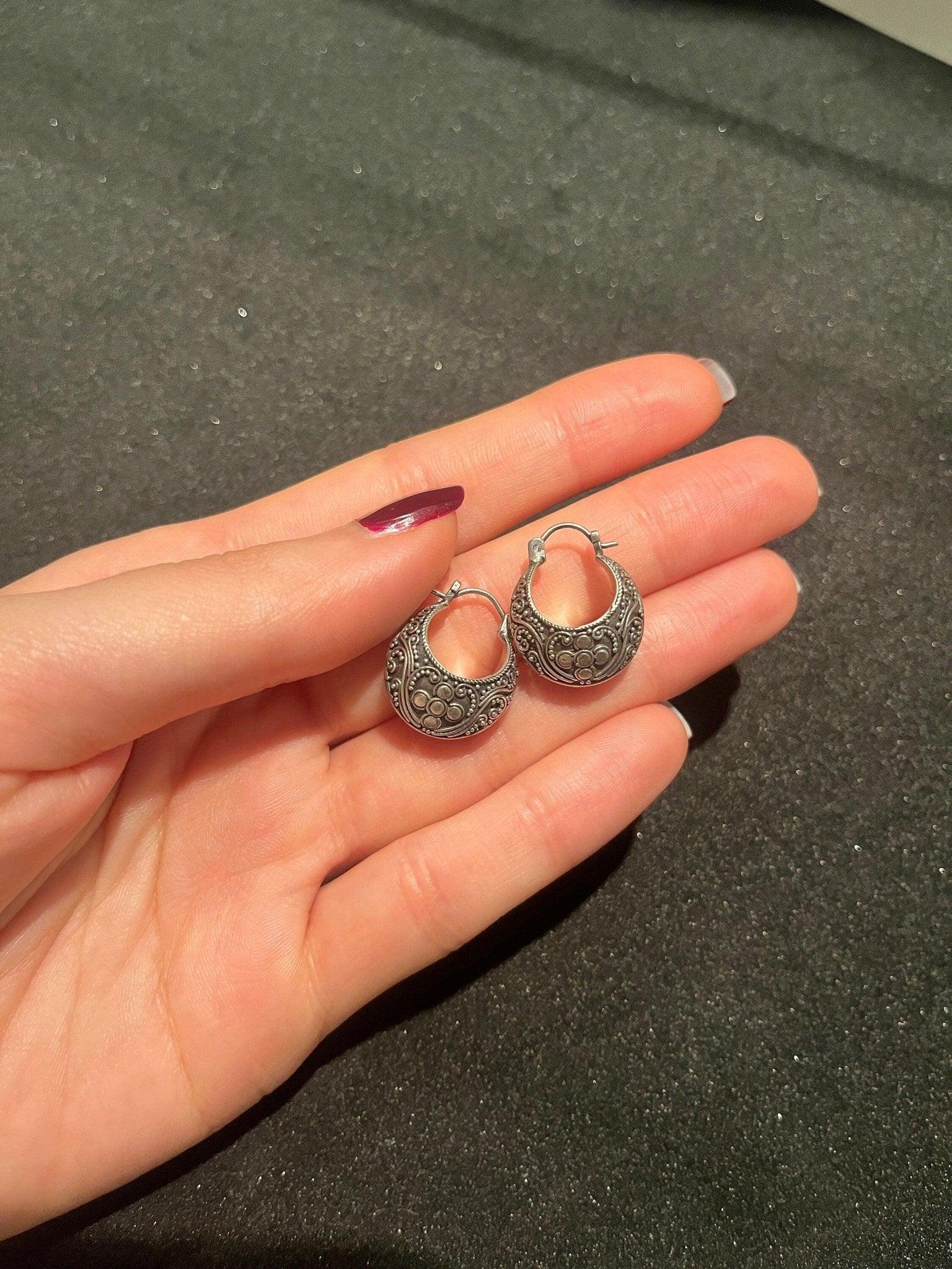 Filigree 925 Sterling Silver Earring | Filigree Traditional Design | Anatolian Handmade Filigree Earrings | Filigree Earrings | 925 Silver - Tracesilver