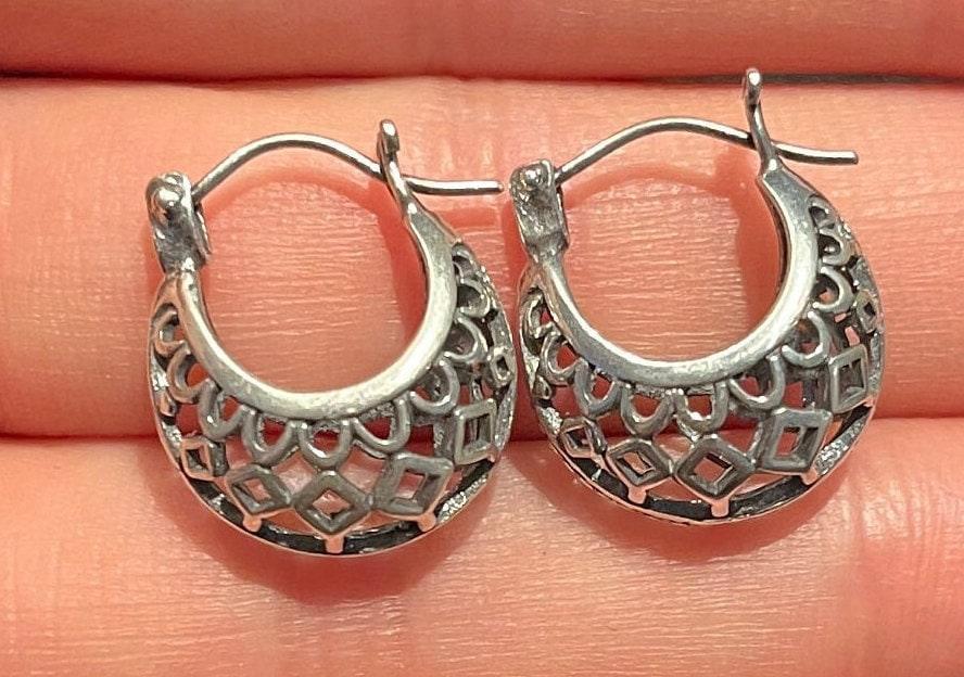 Filigree 925 Sterling Silver Earring,Filigree Handmade Earrings,Traditional Silver Earrings,Gift For Her,925 Silver Earrings - Tracesilver