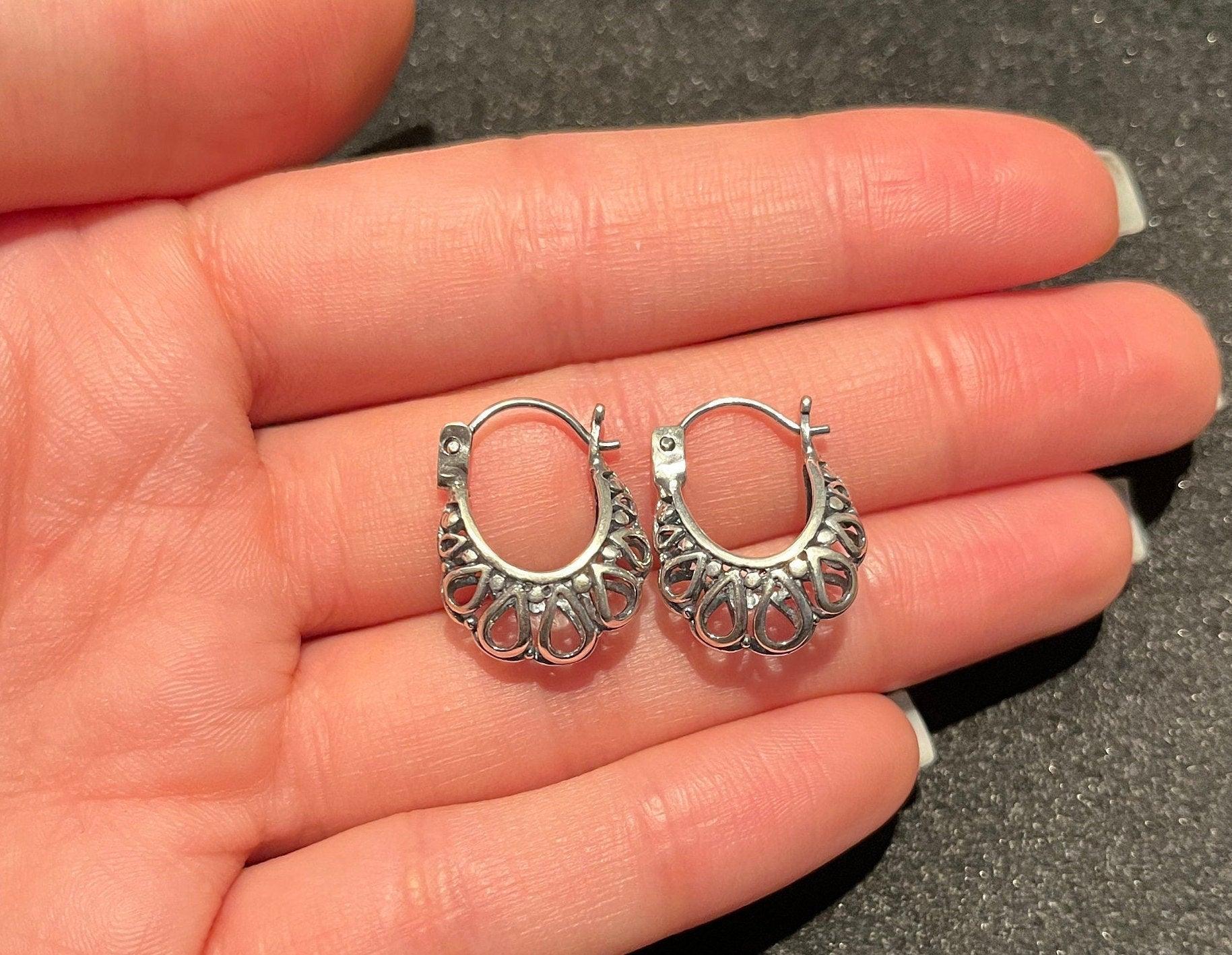 Filigree 925 Sterling Silver Earring,Filigree Handmade Earrings,Traditional Silver Earrings,Gift For Her,925 Silver Earrings - Tracesilver
