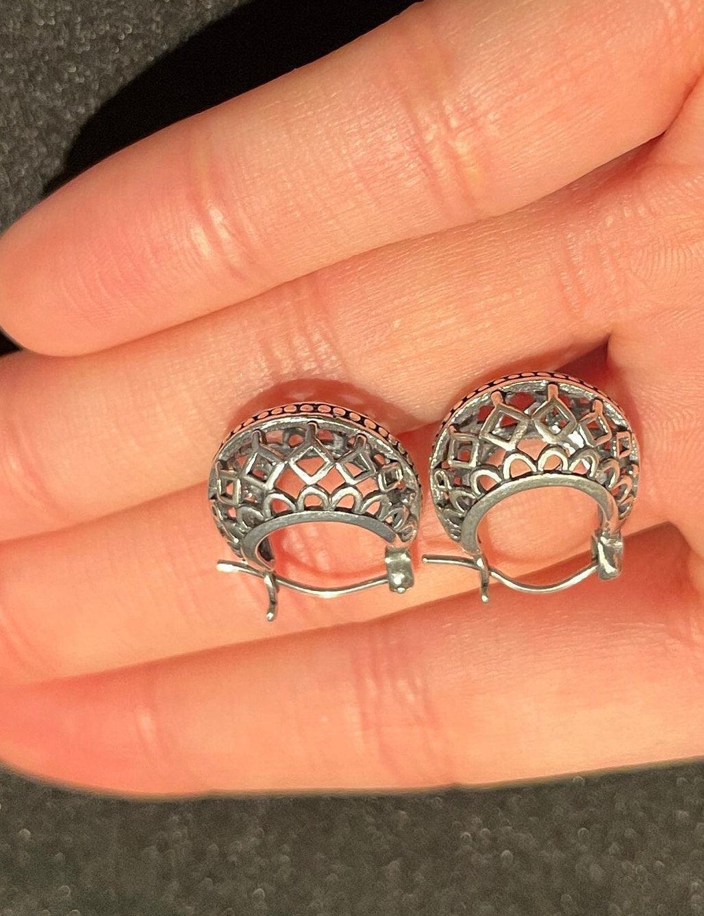 Filigree 925 Sterling Silver Earring,Filigree Handmade Earrings,Traditional Silver Earrings,Gift For Her,925 Silver Earrings - Tracesilver