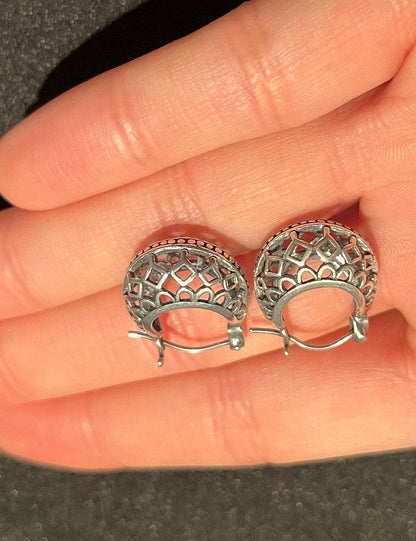 Filigree 925 Sterling Silver Earring,Filigree Handmade Earrings,Traditional Silver Earrings,Gift For Her,925 Silver Earrings - Tracesilver