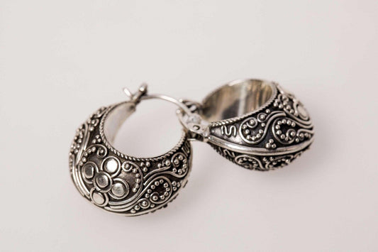 Filigree Handmade Stud Silver Earrings, Filigree Jewelry For Women, Accessory Filigree Earrings, Gift For Women, Gift For Best Mom - Tracesilver