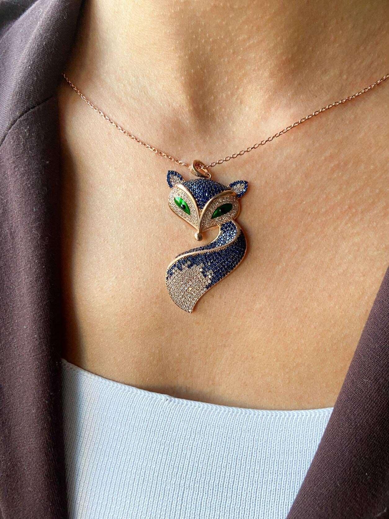 Fox Necklace Animal Jewelry Necklace For Women, Fox Pendant For Her, Gift Animal Handmade Jewelry Necklace - Tracesilver