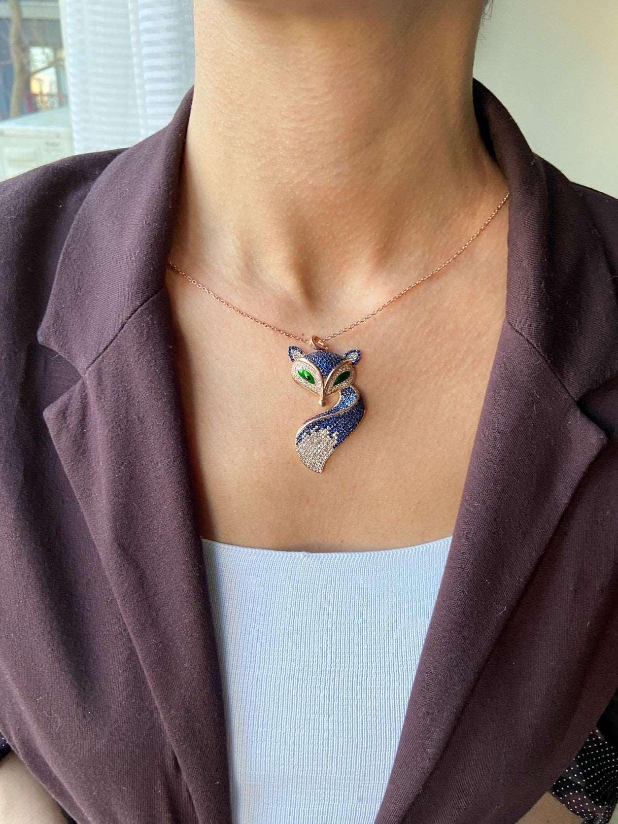 Fox Necklace Animal Jewelry Necklace For Women, Fox Pendant For Her, Gift Animal Handmade Jewelry Necklace - Tracesilver