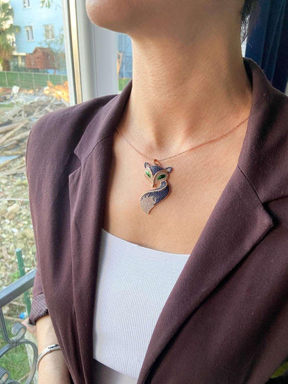 Fox Necklace Animal Jewelry Necklace For Women, Fox Pendant For Her, Gift Animal Handmade Jewelry Necklace - Tracesilver