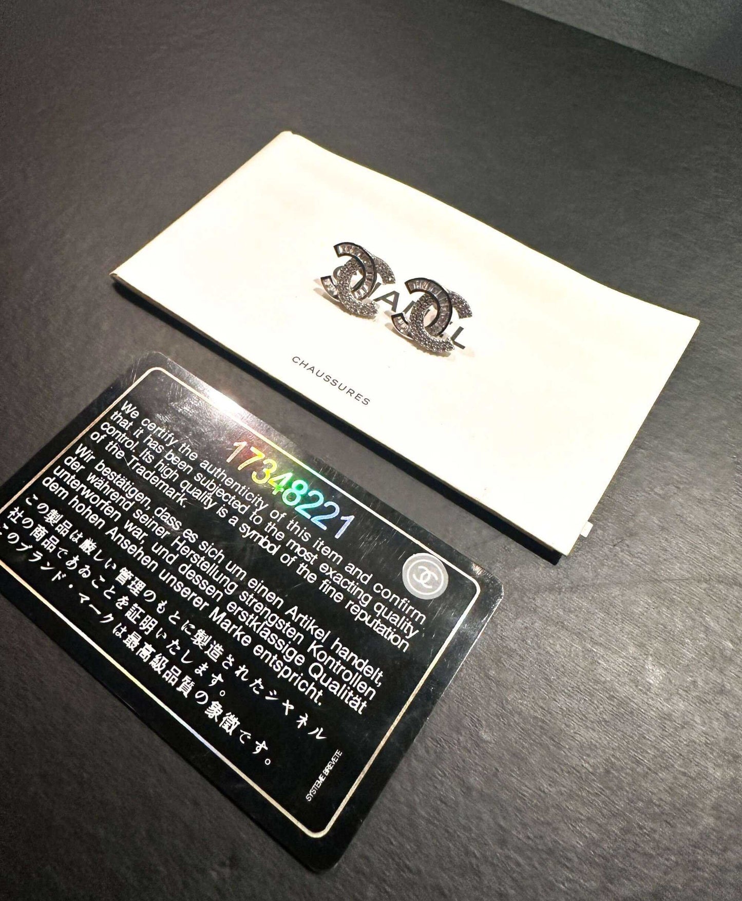 925 sterling silver Chanel vintage earrings with authenticity card and packaging