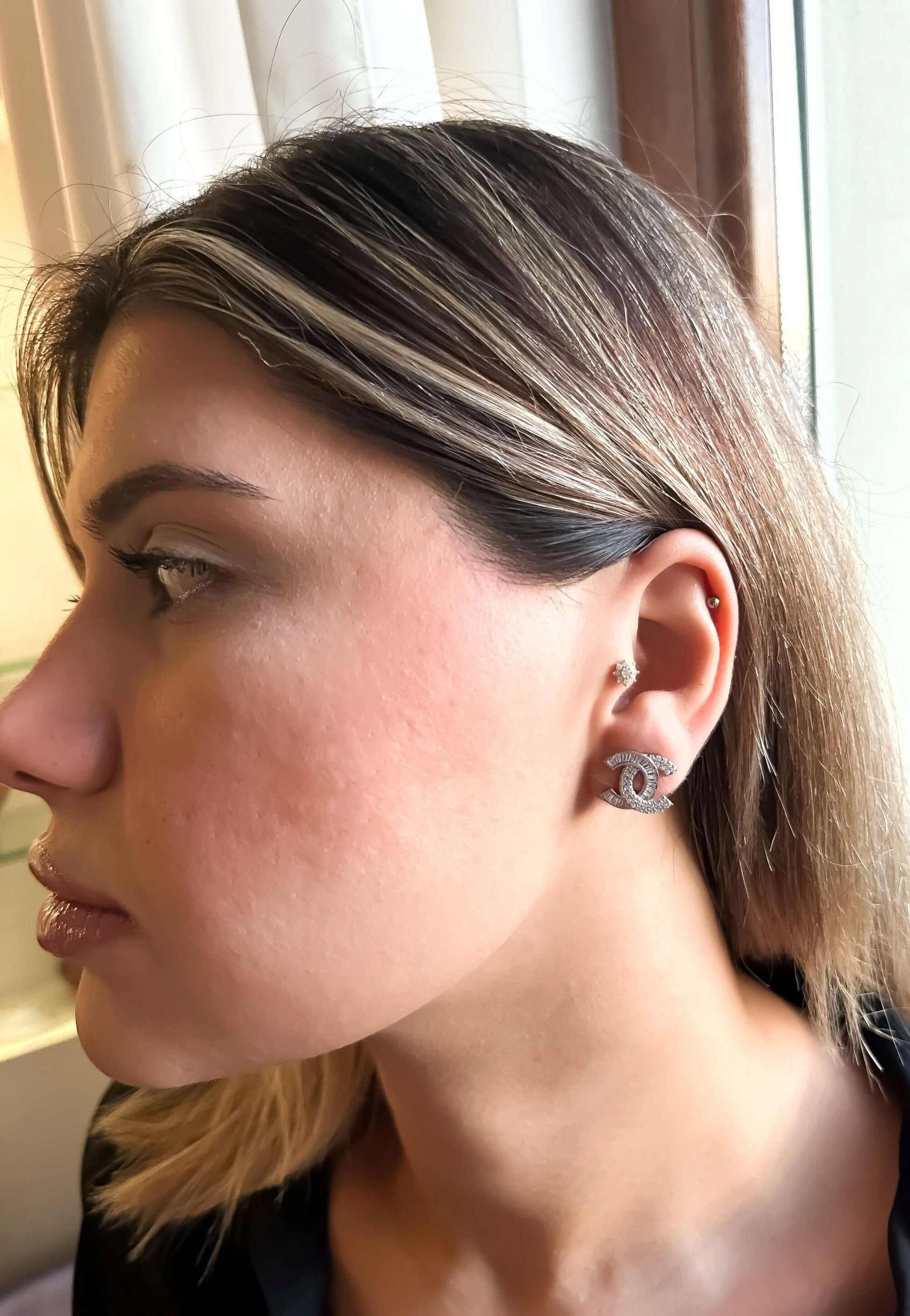 925 Sterling Silver Chanel First Quality Vintage Earrings