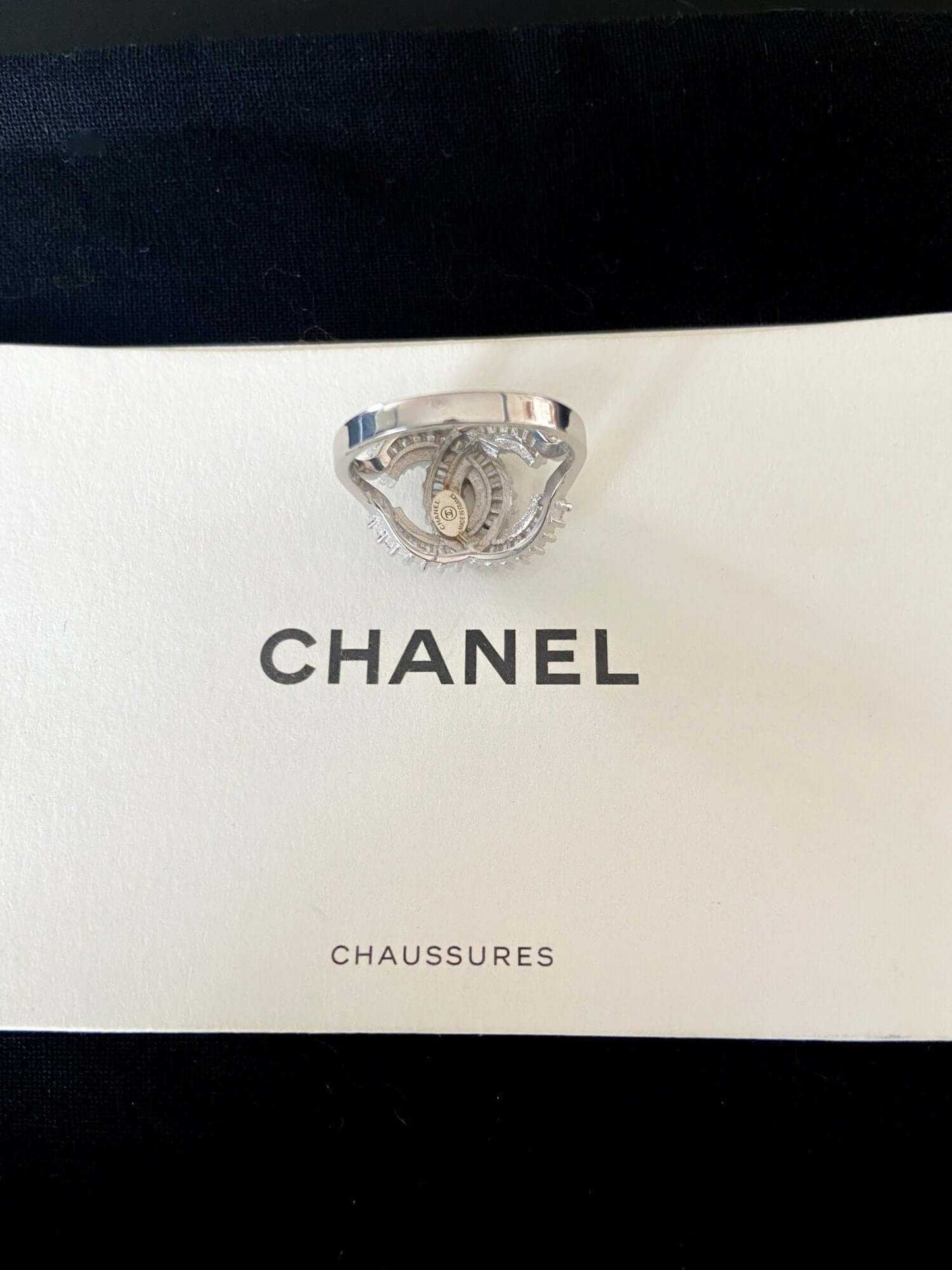 925 Sterling Silver Zircon Stone Chanel Authentic Ring