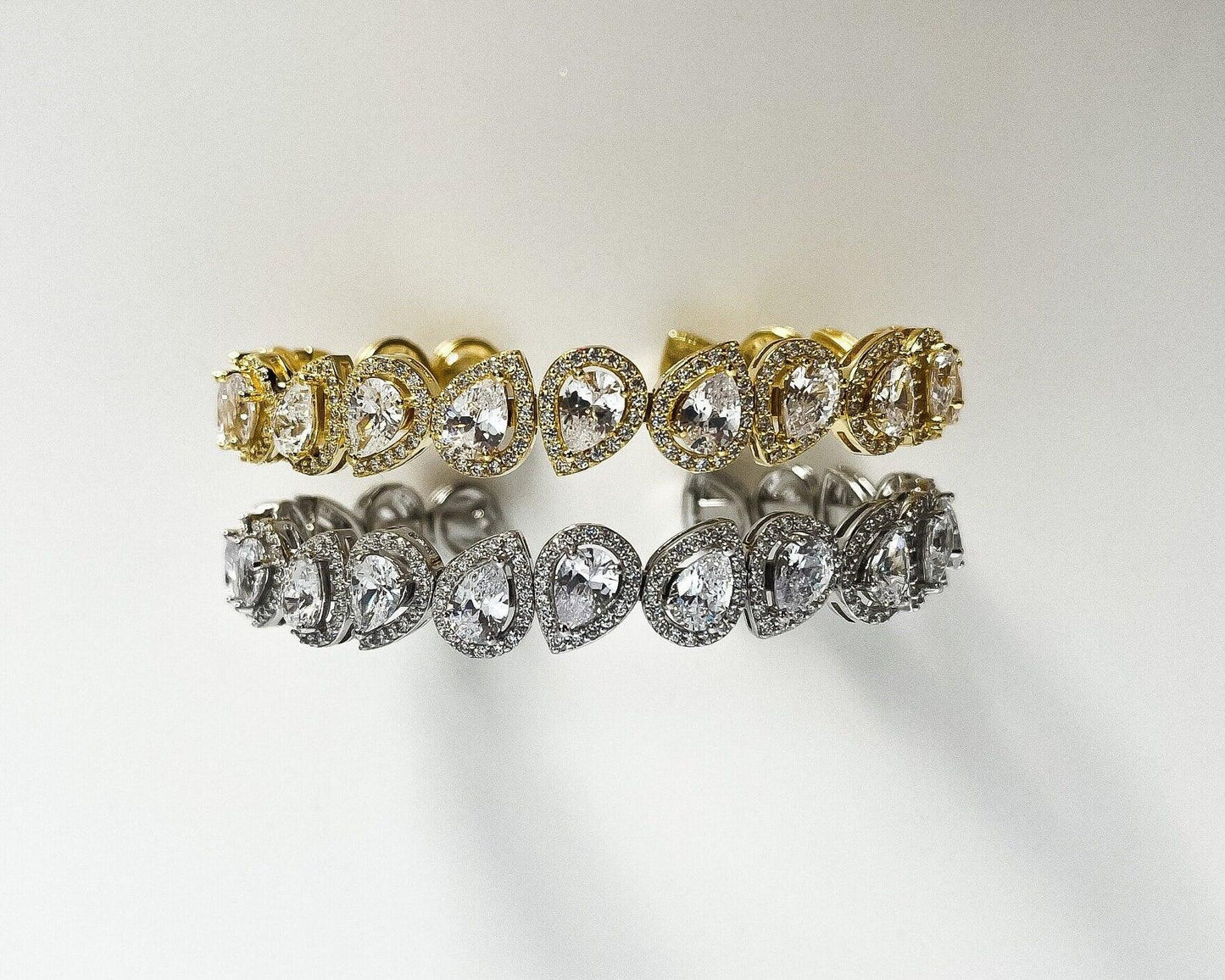 Diamond Drop Cut 925 Sterling Silver Madagascar Zircon Covered Bracelet,Super Shiny Drop Cut Handmade 925 Sterling Silver Bracelet - Tracesilver