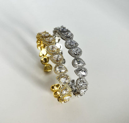 Diamond Drop Cut 925 Sterling Silver Madagascar Zircon Covered Bracelet,Super Shiny Drop Cut Handmade 925 Sterling Silver Bracelet - Tracesilver