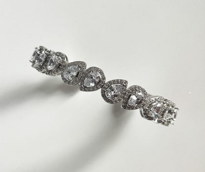 Diamond Drop Cut 925 Sterling Silver Madagascar Zircon Covered Bracelet,Super Shiny Drop Cut Handmade 925 Sterling Silver Bracelet - Tracesilver