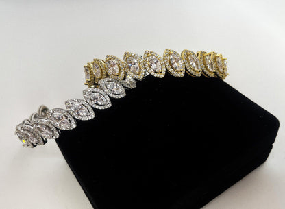 Diamond Drop cut 925 Sterling Silver Madagascar Zircon Stone Bracelet,Silver Zircon Stone Bracelet,Gold Plated Zircon Stone Bracelet, - Tracesilver