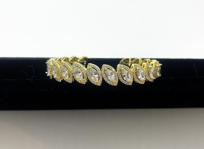Diamond Drop cut Gold Plated 925 Sterling Silver Madagascar Zircon Stone Bracelet,Silver Zircon Stone Bracelet, - Tracesilver