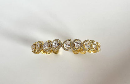 Diamond Drop Cut 925 Silver Gold Plated Bracelet Madagascar Full Zircon Stone Super Shiny Diamond Design 925 Silver Bracelet , Gold Plated - Tracesilver
