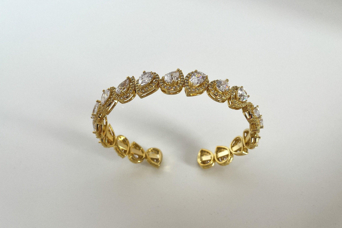 Diamond Drop Cut 925 Silver Gold Plated Bracelet Madagascar Full Zircon Stone Super Shiny Diamond Design 925 Silver Bracelet , Gold Plated - Tracesilver