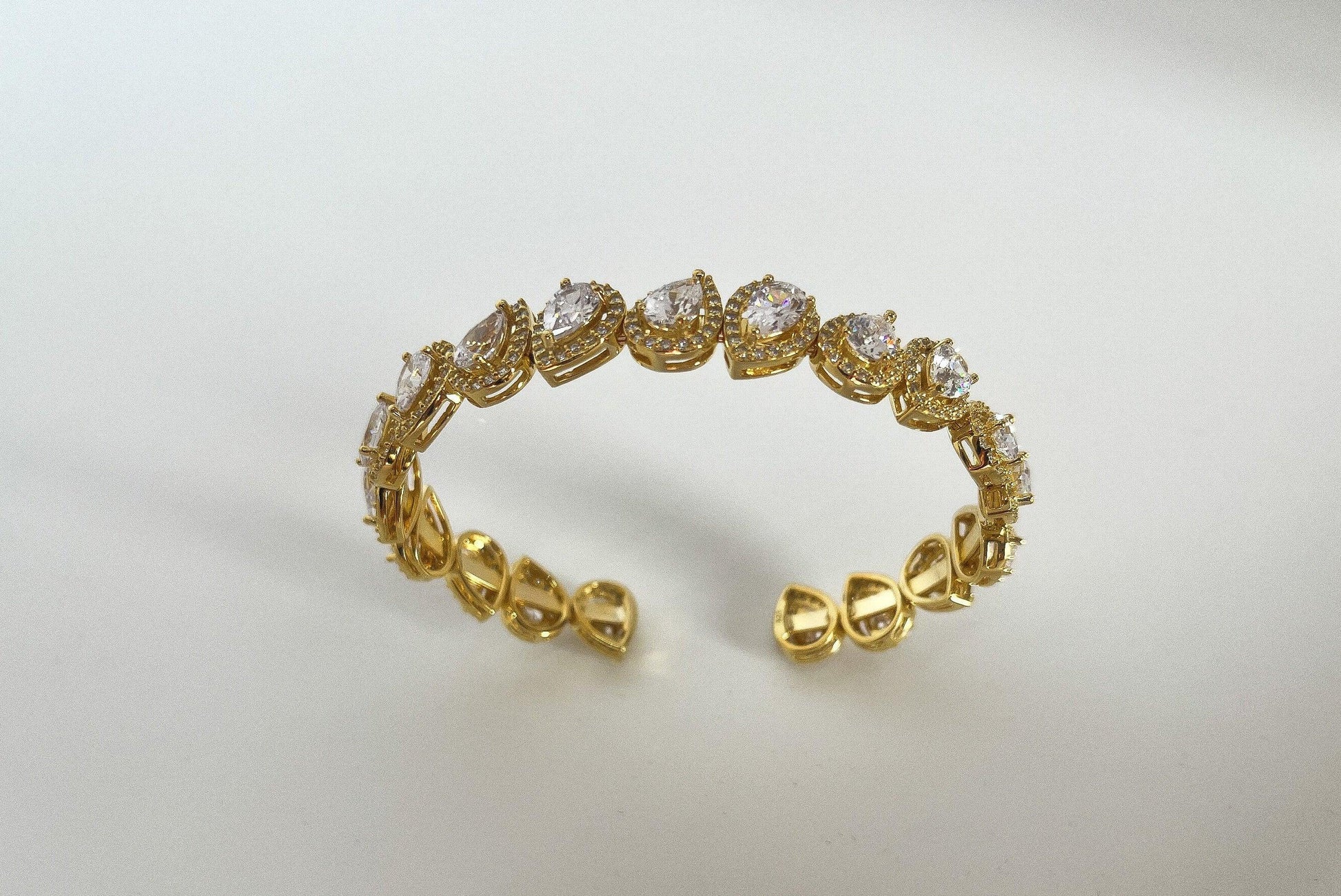 Diamond Drop Cut 925 Silver Gold Plated Bracelet Madagascar Full Zircon Stone Super Shiny Diamond Design 925 Silver Bracelet , Gold Plated - Tracesilver