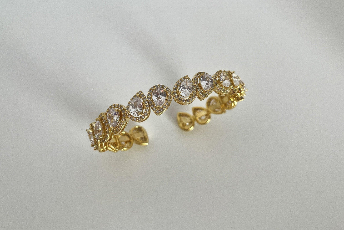 Diamond Drop Cut 925 Silver Gold Plated Bracelet Madagascar Full Zircon Stone Super Shiny Diamond Design 925 Silver Bracelet , Gold Plated - Tracesilver