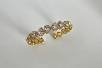 Diamond Drop Cut 925 Silver Gold Plated Bracelet Madagascar Full Zircon Stone Super Shiny Diamond Design 925 Silver Bracelet , Gold Plated - Tracesilver