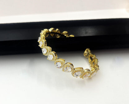 Diamond Drop Cut 925 Silver Gold Plated Bracelet Madagascar Full Zircon Stone Super Shiny Diamond Design 925 Silver Bracelet , Gold Plated - Tracesilver