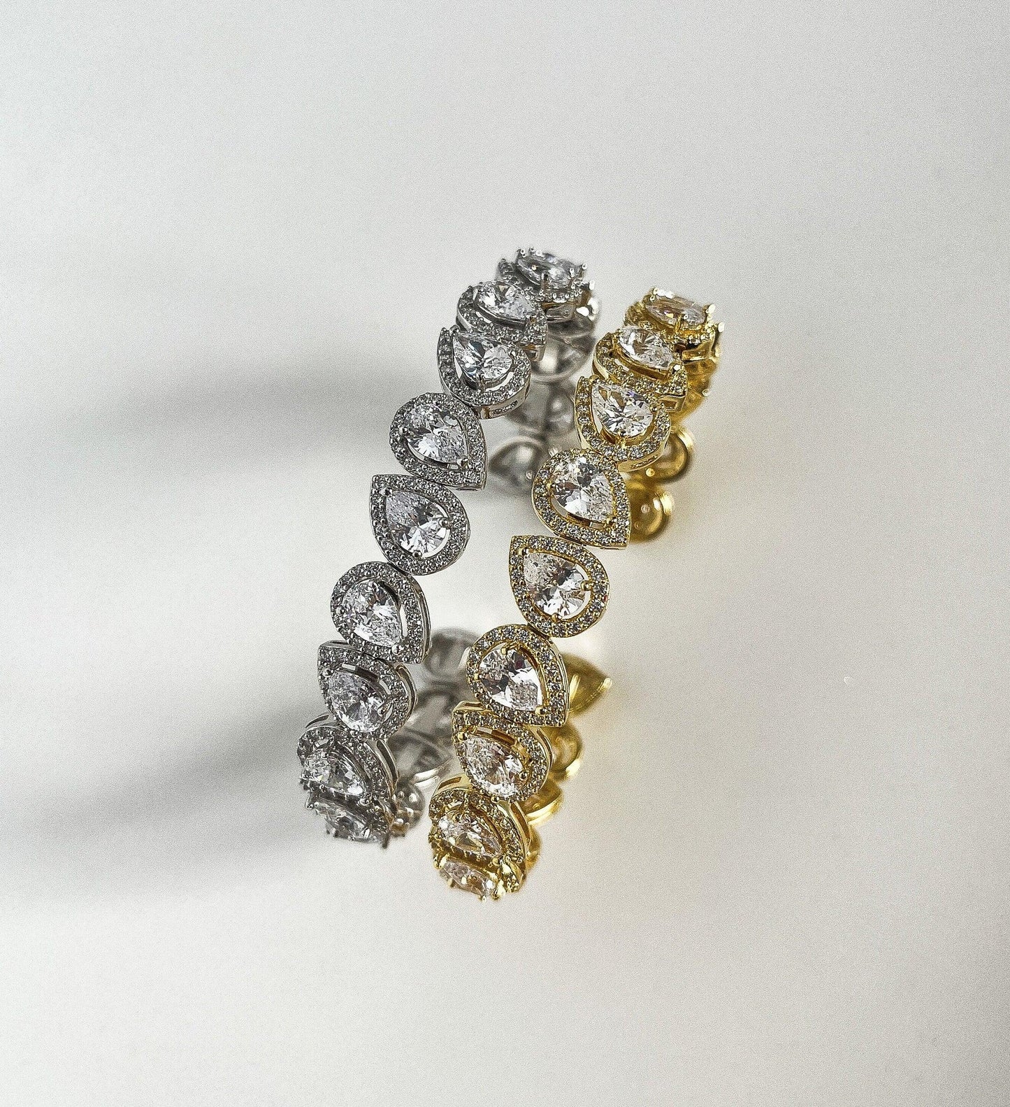 Diamond Drop Cut 925 Silver Gold Plated Bracelet Madagascar Full Zircon Stone Super Shiny Diamond Design 925 Silver Bracelet , Gold Plated - Tracesilver