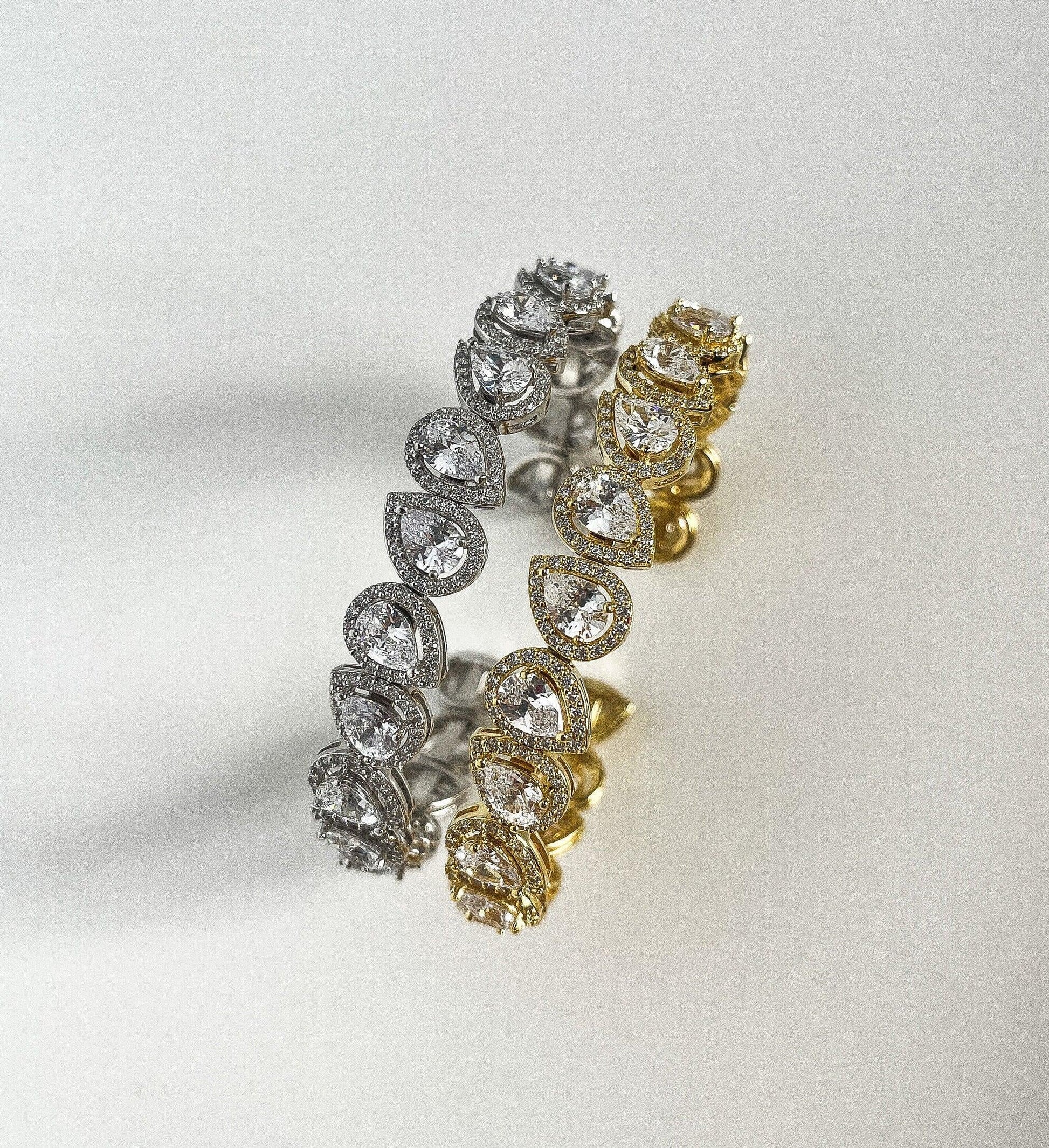 Diamond Drop Cut 925 Silver Gold Plated Bracelet Madagascar Full Zircon Stone Super Shiny Diamond Design 925 Silver Bracelet , Gold Plated - Tracesilver