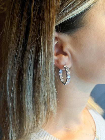 925 Sterling Silver First Quality Zircon Hoop Earrings - Tracesilver