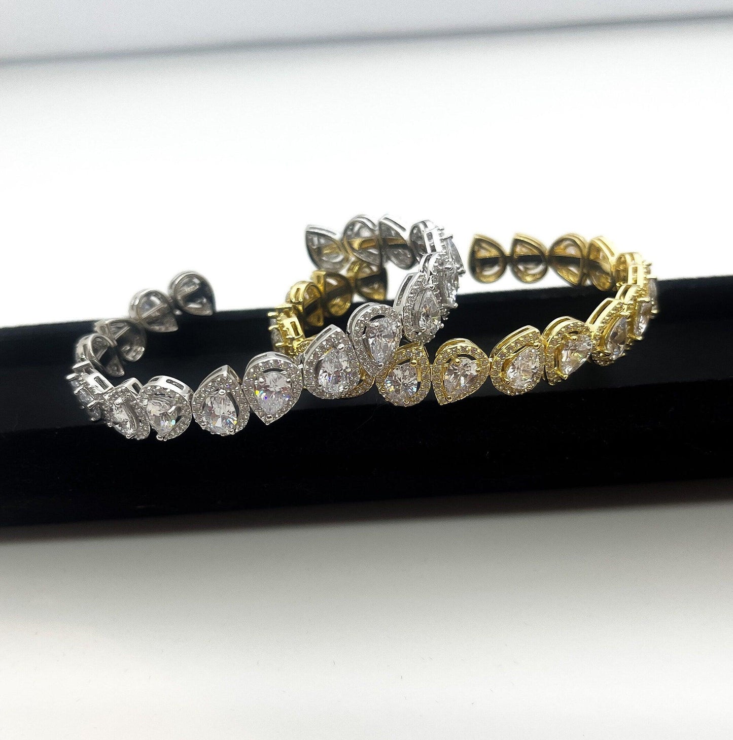 Diamond Drop Cut 925 Sterling Silver Madagascar Zircon Covered Bracelet,Super Shiny Drop Cut Handmade 925 Sterling Silver Bracelet - Tracesilver