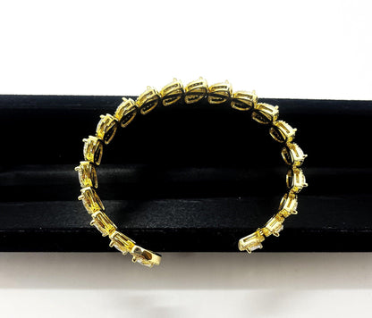 Diamond Drop cut Gold Plated 925 Sterling Silver Madagascar Zircon Stone Bracelet,Silver Zircon Stone Bracelet, - Tracesilver