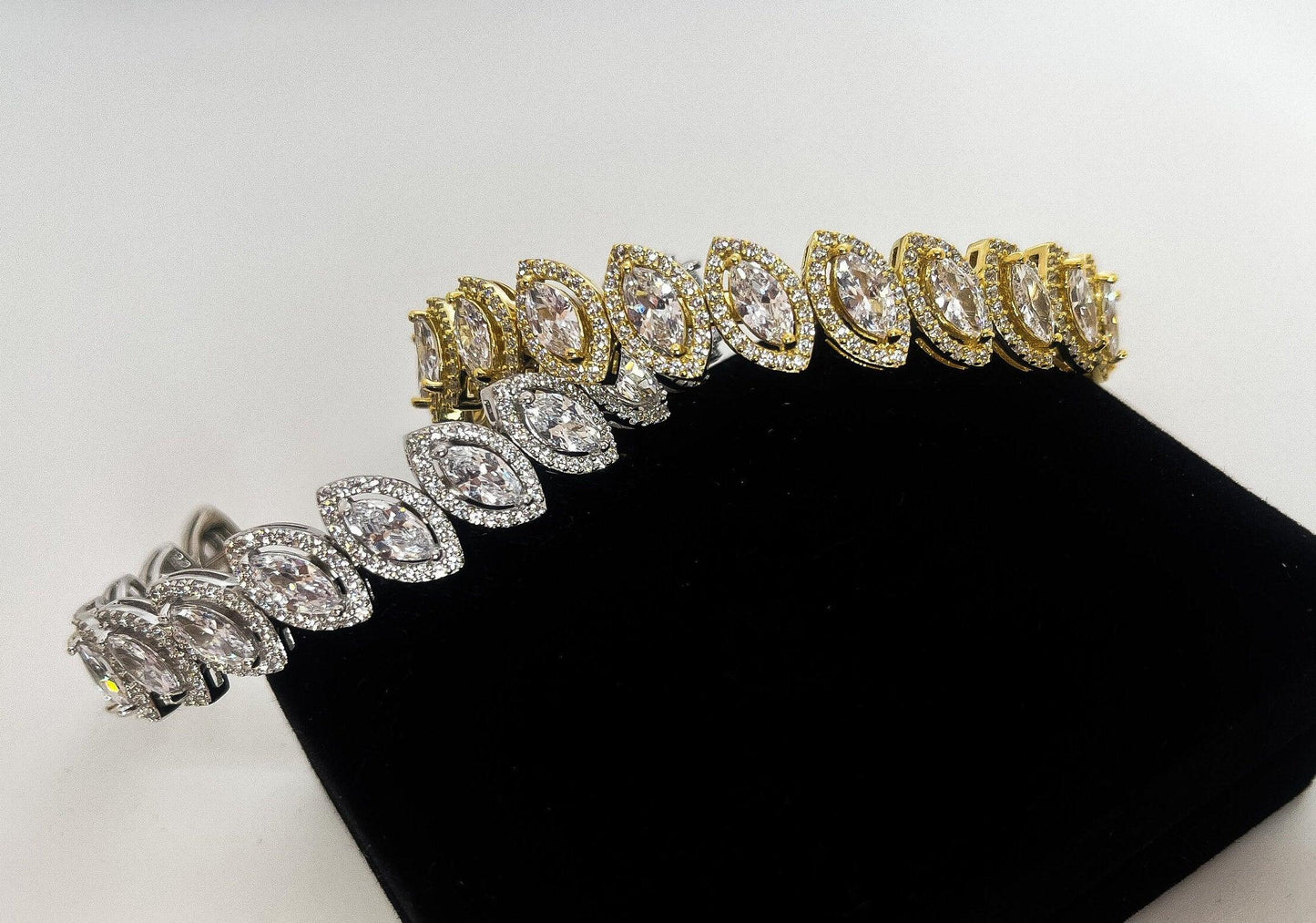 Diamond Drop cut Gold Plated 925 Sterling Silver Madagascar Zircon Stone Bracelet,Silver Zircon Stone Bracelet, - Tracesilver