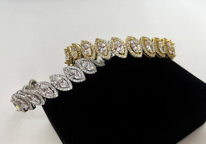 Diamond Drop cut Gold Plated 925 Sterling Silver Madagascar Zircon Stone Bracelet,Silver Zircon Stone Bracelet, - Tracesilver