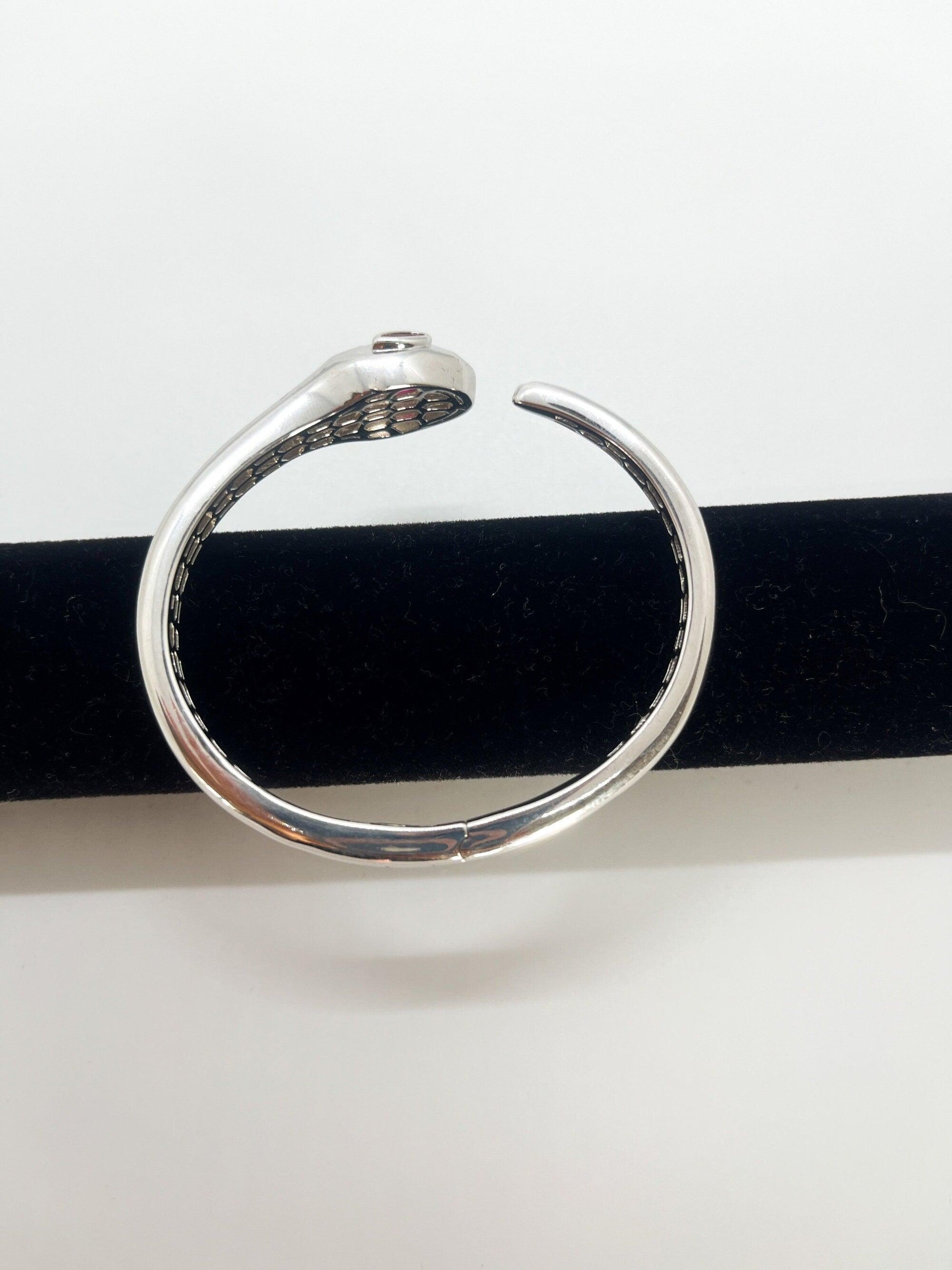 Snake Bracelet 925 Sterling Silver First Quality Zircon Stone Ruby Eyes Snake Luxury Bracelet Jewelry For Women - Tracesilver