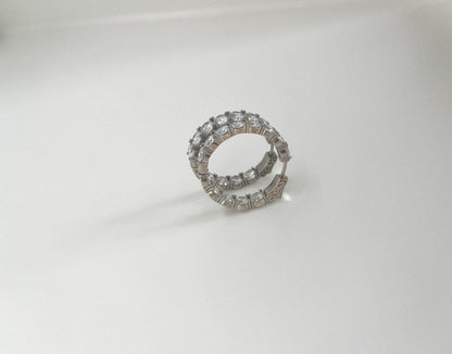 925 Sterling Silver First Quality Zircon Hoop Earrings - Tracesilver