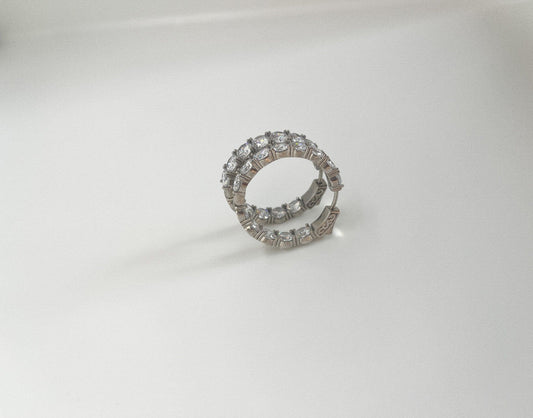 925 Sterling Silver First Quality Zircon Hoop Earrings - Tracesilver