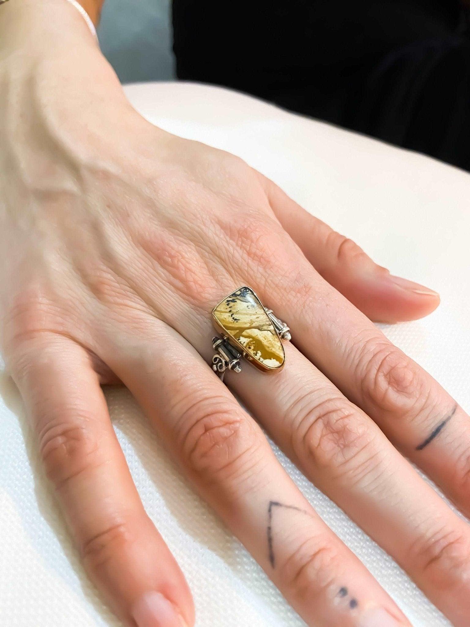 Jasper Natural Stone 925 Sterling Silver Ring, Handmade Jasper Gemstone Ring For Women, Jasper Jewellery Ring, Natural Stone Jewelry Ring - Tracesilver