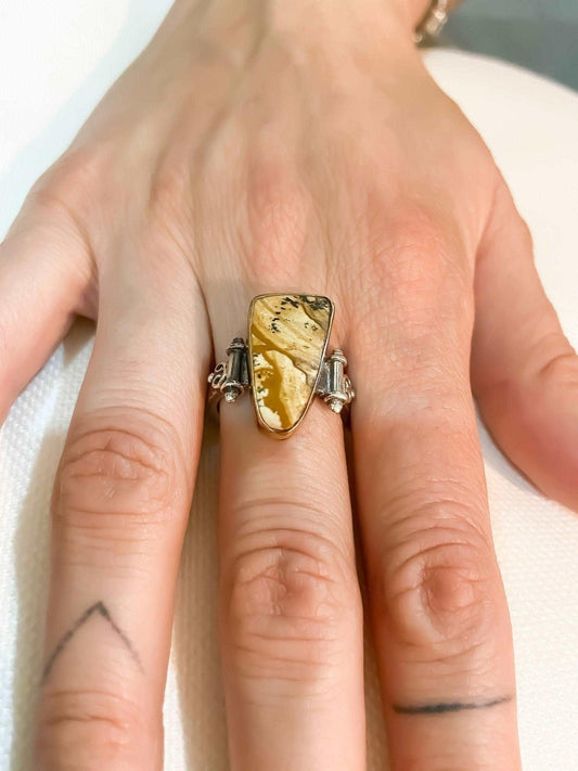 Jasper Natural Stone 925 Sterling Silver Ring, Handmade Jasper Gemstone Ring For Women, Jasper Jewellery Ring, Natural Stone Jewelry Ring - Tracesilver