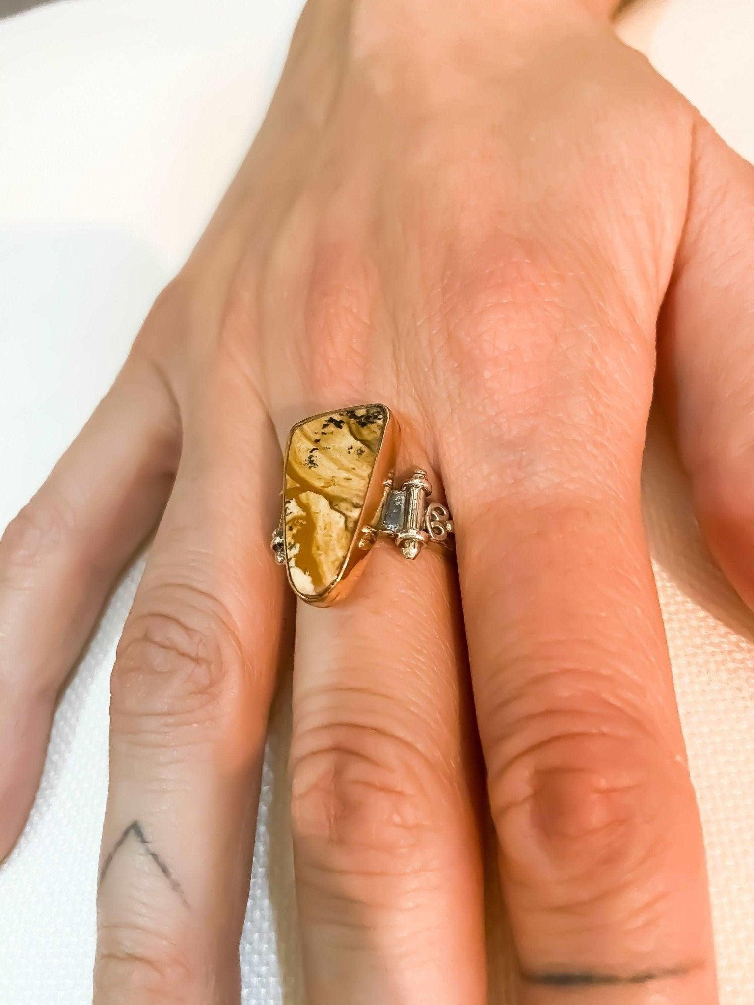 Jasper Natural Stone 925 Sterling Silver Ring, Handmade Jasper Gemstone Ring For Women, Jasper Jewellery Ring, Natural Stone Jewelry Ring - Tracesilver