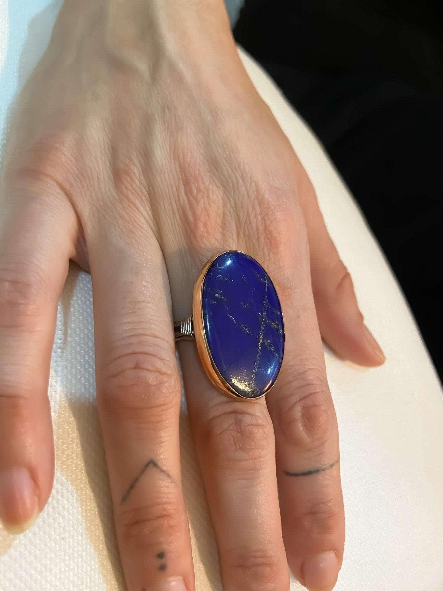 Lapis Lazuli 925 Sterling Silver Handmade Jewelry For Women Ring,Lapis Lazuli Natural Stone Handcraft Ring, Gift For Women,Gift For Best Mom - Tracesilver