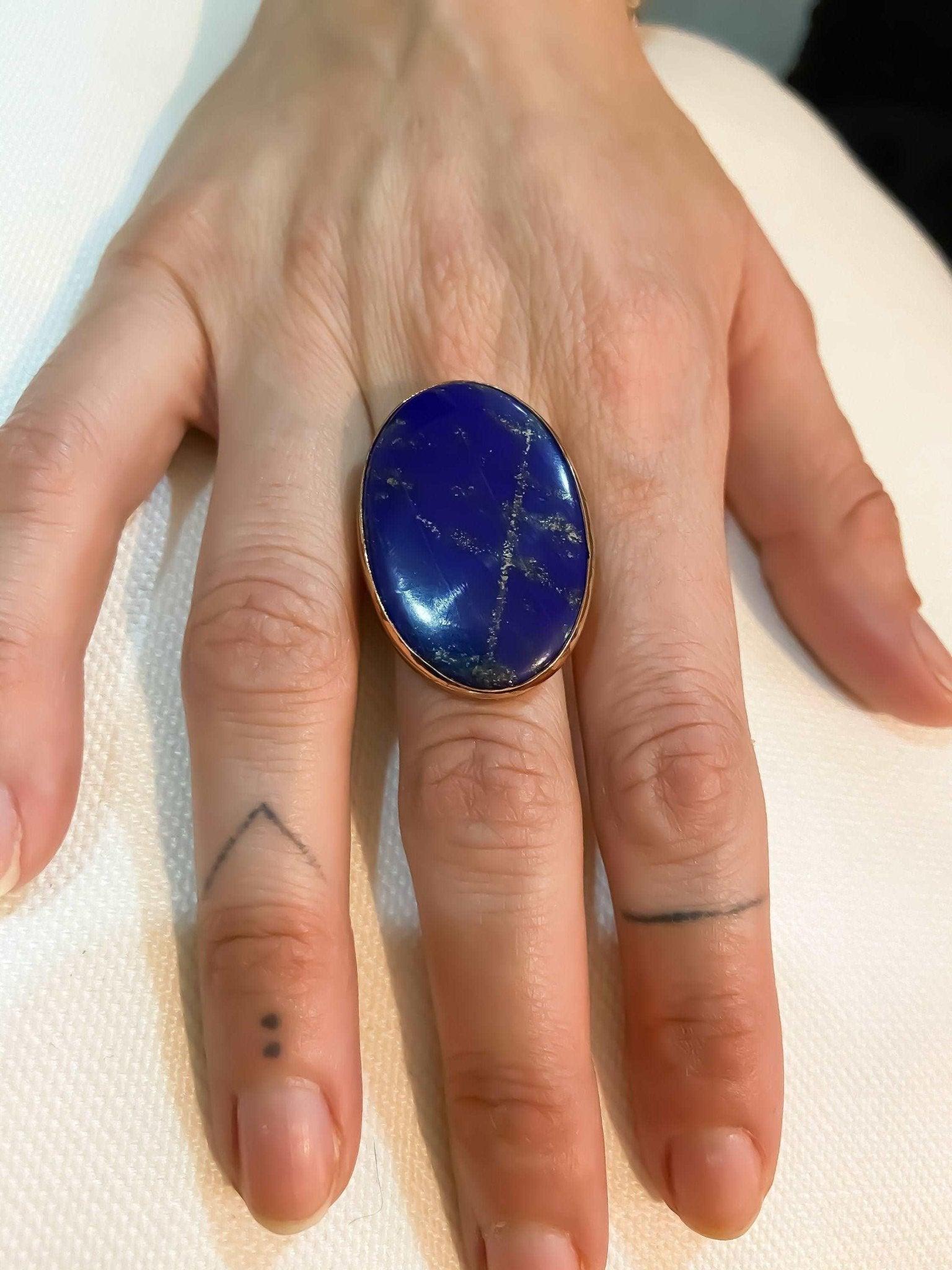 Lapis Lazuli 925 Sterling Silver Handmade Jewelry For Women Ring,Lapis Lazuli Natural Stone Handcraft Ring, Gift For Women,Gift For Best Mom - Tracesilver