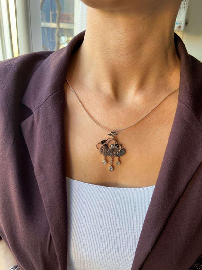 Layered Sun Pendant, Moving 925 Sterling Silver Necklace, Sun and Clouds Design Pendant , Nature Theme Jewellery Necklace For Women - Tracesilver
