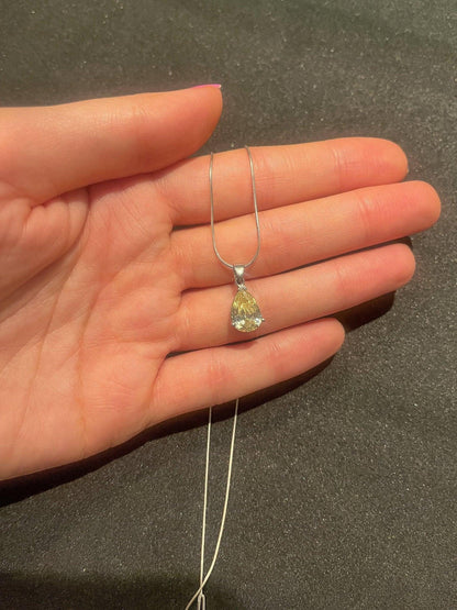 Lemon Topaz 925 Sterling Silver Necklace, Handmade Yellow Topaz Jewelry Pendant For Women, Christmas Gift Jewelry - Tracesilver