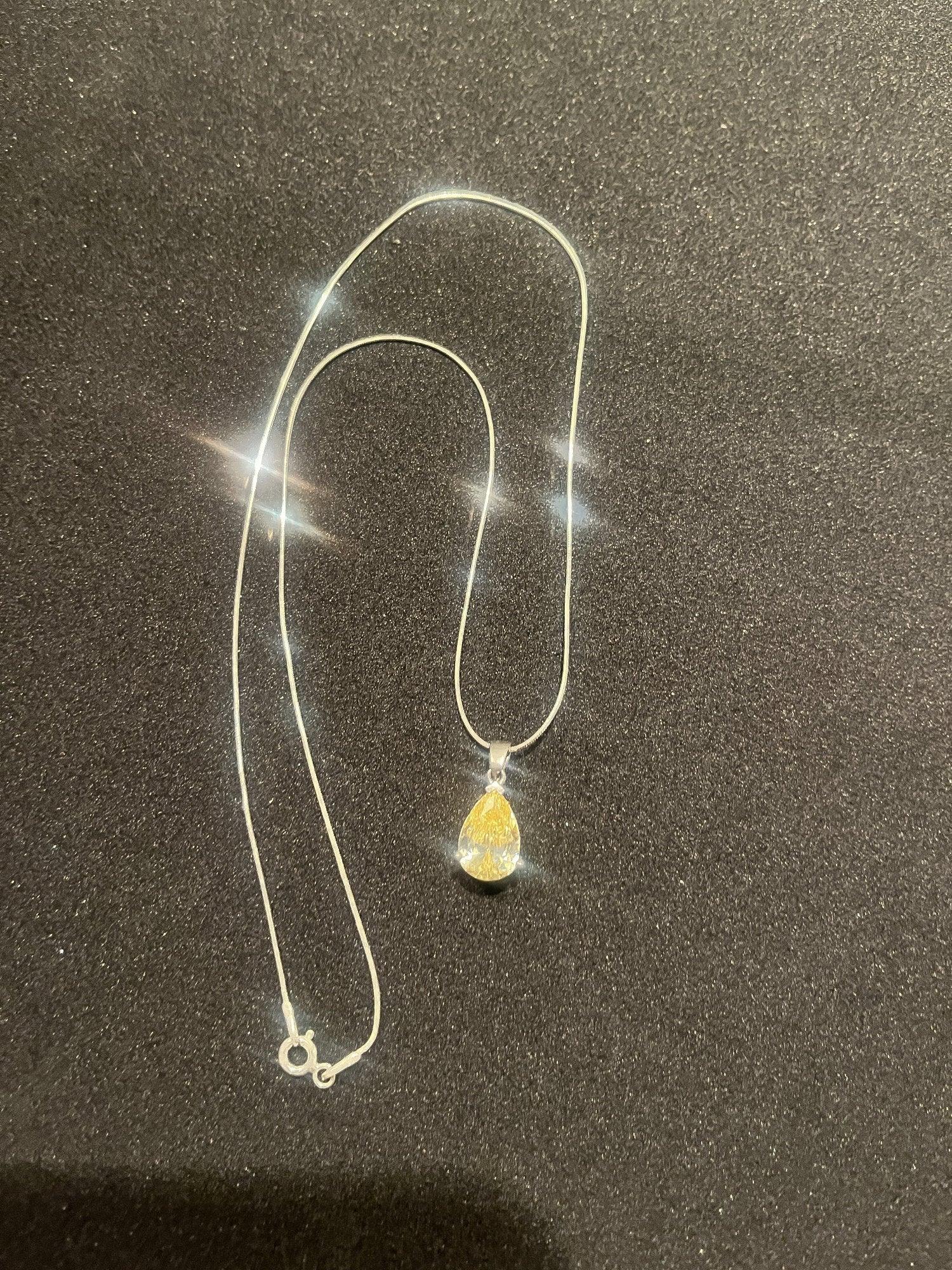 Lemon Topaz 925 Sterling Silver Necklace, Handmade Yellow Topaz Jewelry Pendant For Women, Christmas Gift Jewelry - Tracesilver