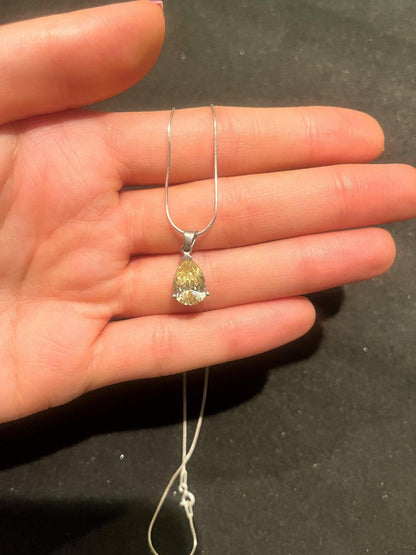 Lemon Topaz 925 Sterling Silver Necklace, Handmade Yellow Topaz Jewelry Pendant For Women, Christmas Gift Jewelry - Tracesilver