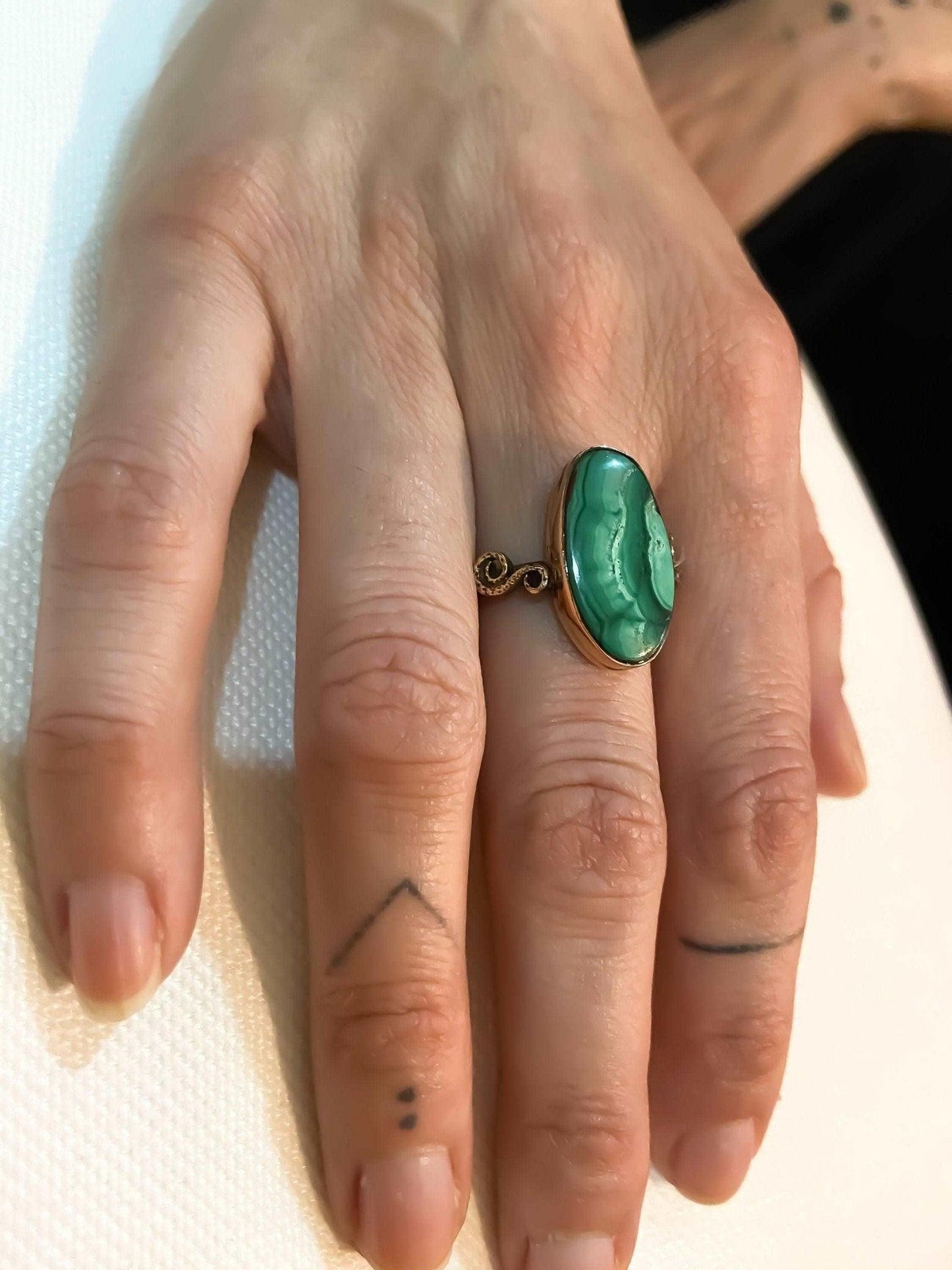 Malachite Stone Handcraft Ring, 925 Sterling Silver Malachite Green Ring, Natural Gemstone Ring For Women, Green Stone Gift For Women - Tracesilver