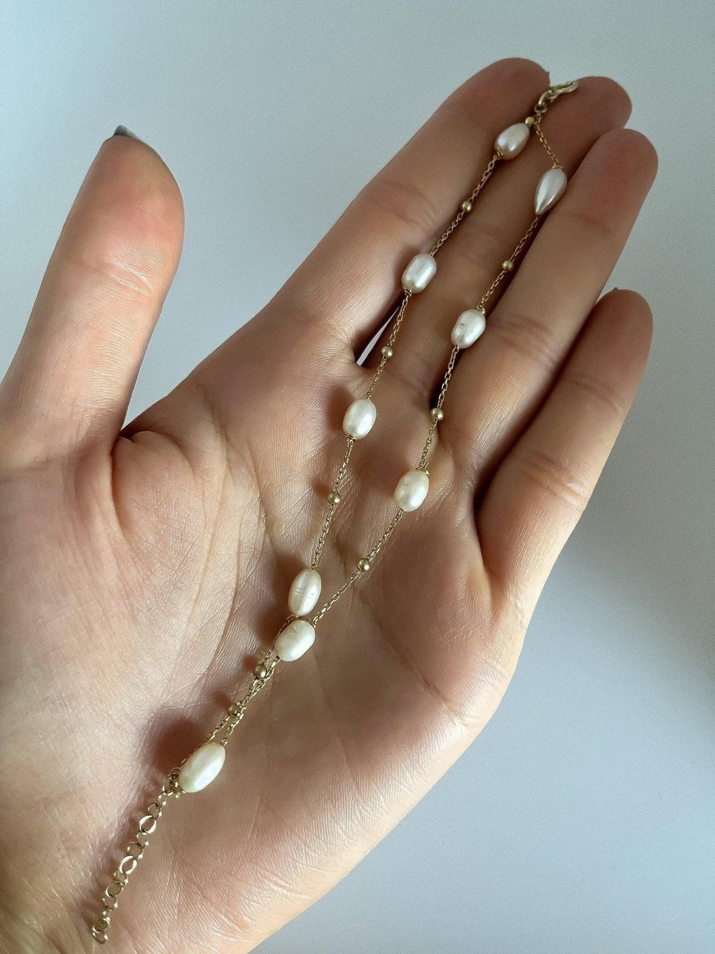 Pearl Double Chain 925 Sterling Silver Bracelet ,Strand Pearl Bracelet,White Pearl Gold Plated Chain,Silver Pearl,Rose Gold,Handmade Silver - Tracesilver