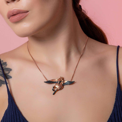 Pegasus Custom Desing 925 Sterling Silver Necklace, Pegasus Jewelry, Unique Horse Necklace, Handmade Winged Horse, Gift For Animal Pendant - Tracesilver