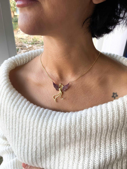 Red Phoenix Gold Planet Handmade Necklace, Gold Firebird 925 Sterling Silver Pendant, Red Phoenix Necklace, Birthday Gift Jewelry For Her - Tracesilver