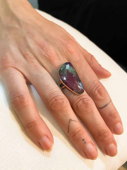 Root Ruby 925 Sterling Silver Handmade Ring, Ruby Natural Stone Ring For Women, Precious Natural Stone Jewelry Ring, Gift For Best Mother - Tracesilver