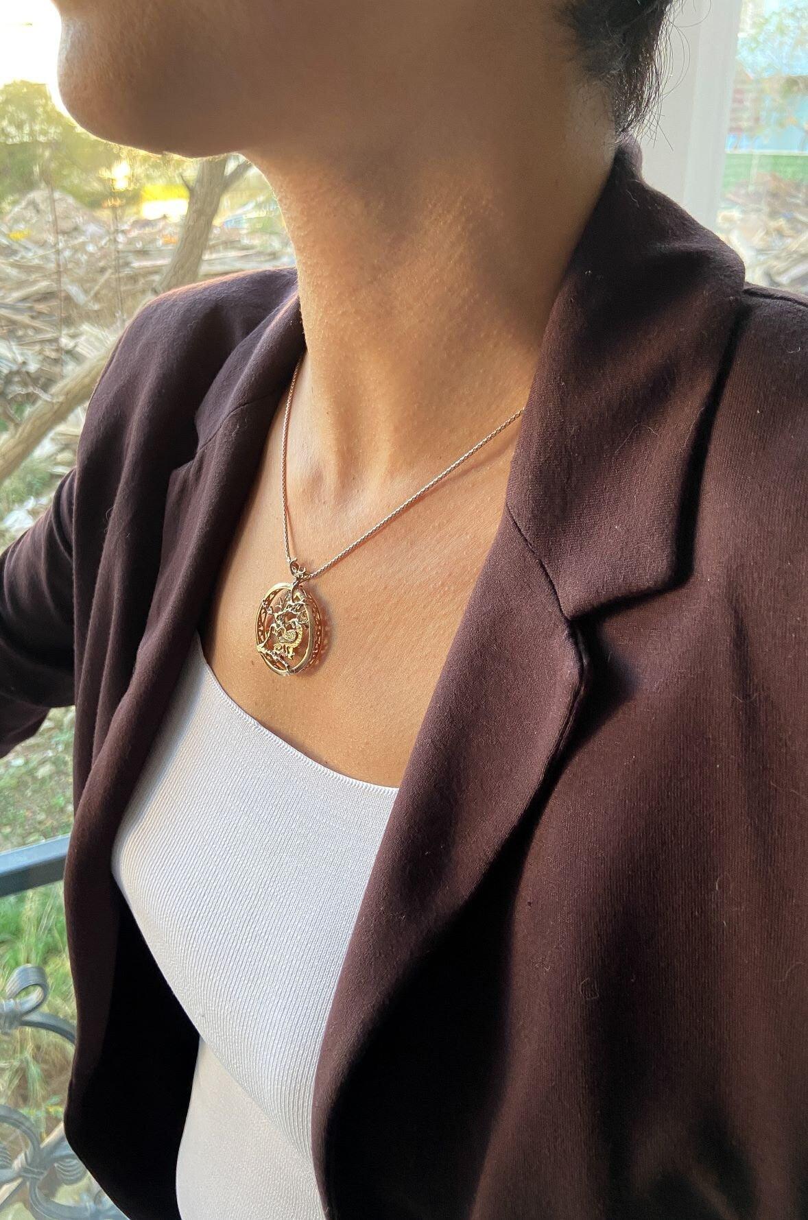 Rose Gold Silver Owl Pendant, Custom Desing Handmade Owl Necklace, Animal Jewelry For Her, Mother's Day Gift Jewelry - Tracesilver